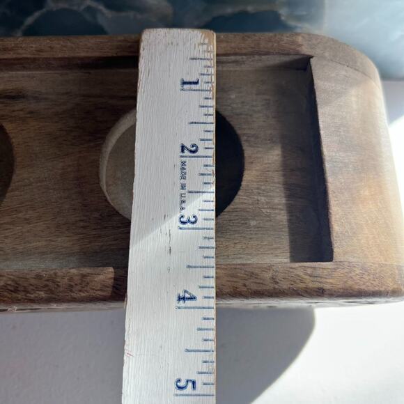 Hand-Carved Distressed Wood Candle Holder Tea Light Fits 5 Candles - Picture 13 of 15